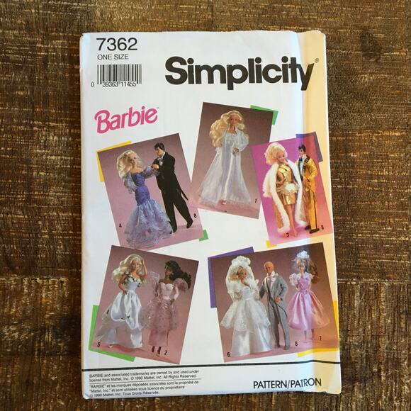 Simplicity Sewing Pattern 8157 11.5" Doll Dress Evening Wardrobe  Barbie UNCUT - Picture 1 of 2